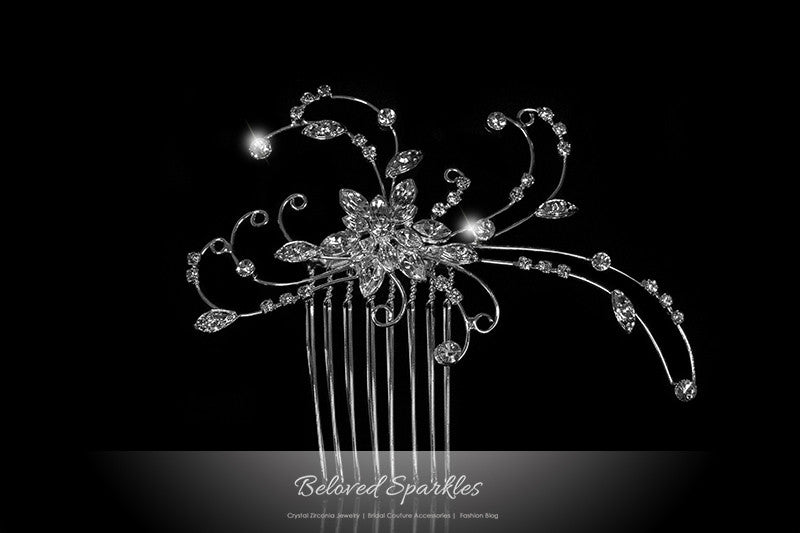 Janet Flowery Leaves Hair Comb | Swarovski Crystal - Beloved Sparkles